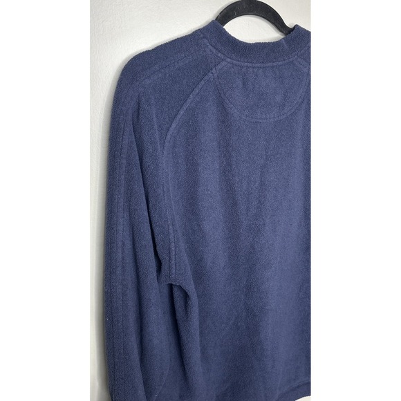Tommy Bahama Relax Fleece V-Neck  Medium Blue Deep Pile Elastic Bottom Vintage - Picture 10 of 15